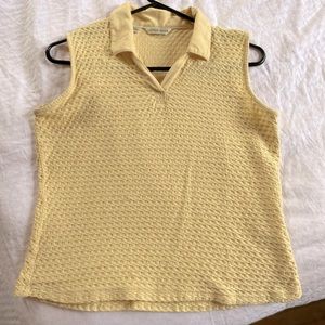 Yellow collared top, Cutter and Buck size M